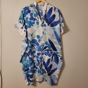 Natori Oversize Beach Cover Up Womens XS Floral Beachy Sheer Lightweight